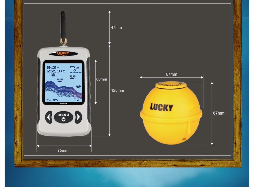 Lucky FFW718& FFW718LA Wireless Portable Fish Finder 45M/135FT Sonar Depth Sounder Alarm Ocean River Lake