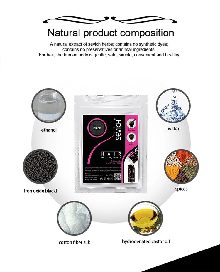 Blender Conceal Styling Fiber Hair Powders Thinning Loss Building Hair Fibers Keratin Eyelash Extension 100g Black 10 Colors