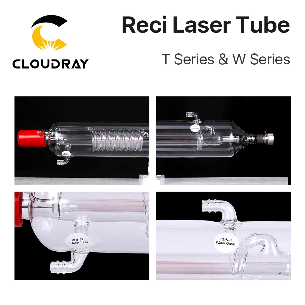 Cloudray Reci W2/T2 90W-100W CO2 Laser Tube Wooden Box Packing Dia. 80mm/65mm CO2 Laser Engraving Cutting Machine S2 Z2