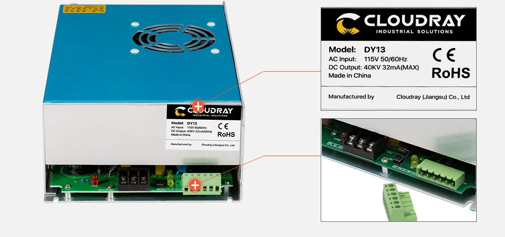 Cloudray DY13 Co2 Laser Power Supply For RECI Z2/W2/S2 Co2 Laser Tube Engraving / Cutting Machine DY Series