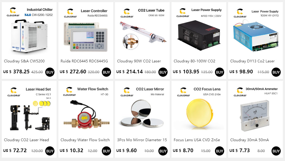 Cloudray Reci W2/T2 90W-100W CO2 Laser Tube Wooden Box Packing Dia. 80mm/65mm CO2 Laser Engraving Cutting Machine S2 Z2