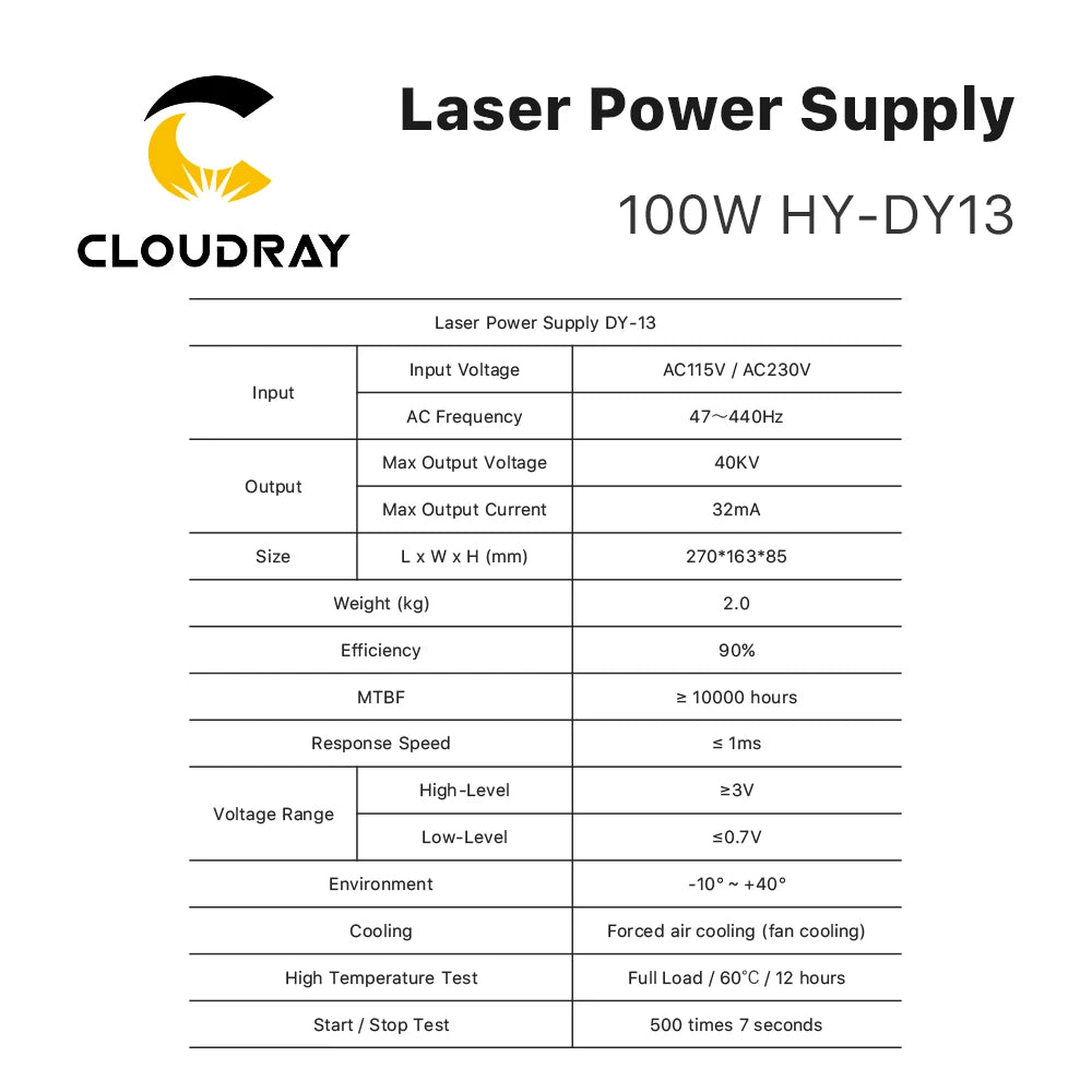 Cloudray DY13 Co2 Laser Power Supply For RECI Z2/W2/S2 Co2 Laser Tube Engraving / Cutting Machine DY Series