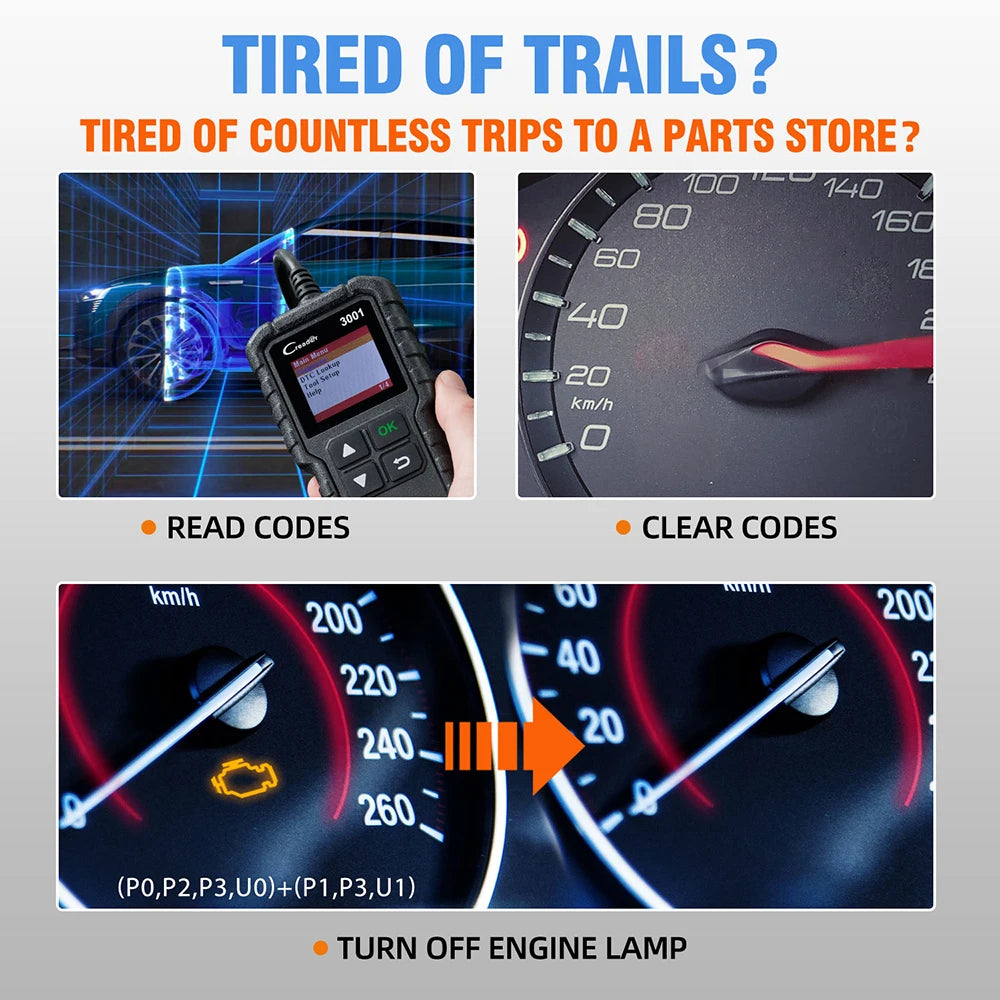 LAUNCH X431 CR3001 Car Full OBD2 Diagnostic Tools Automotive Professional Code Reader Scanner Check Engine Free Update pk ELM327