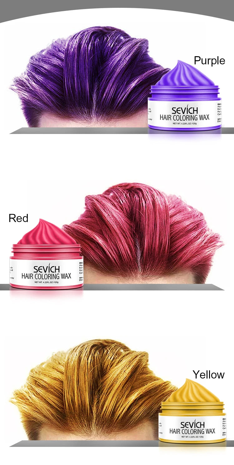 Sevich Temporary Hair Color Wax Men Diy Mud One-time Molding Paste Dye Cream Hair Gel for Hair Coloring Styling Silver Grey 120g